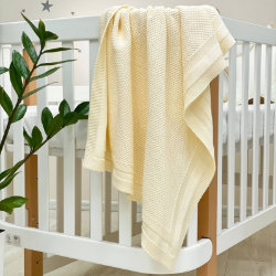 Paturica bebe Cosy tricotata din bumbac milky